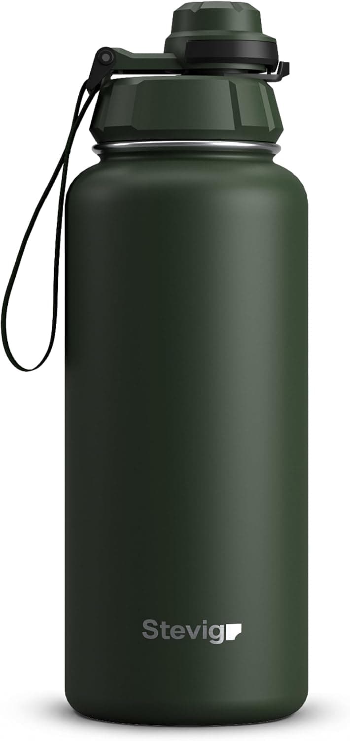 1 Hand Leak-Proof Sızdırmaz Çelik Termos 1000 Ml Green ST-215