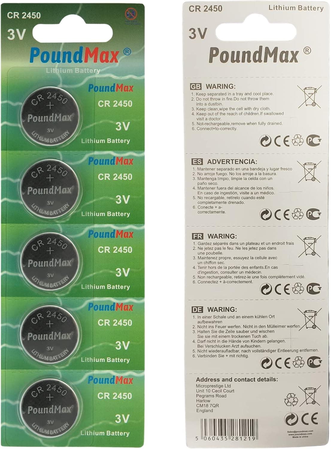 5 Adet 2450 CR2450 DL2450 DL2450 ECR2450 KCR2450 3V PoundMax Lityum Düğme Piller, Düğme Pil, Çocuklara Dayanıklı Ambalaj, Akıllı Ev Cihazları, Küçük Elektronik Ev Aletleri, Araba Anahtarları ve Diğer