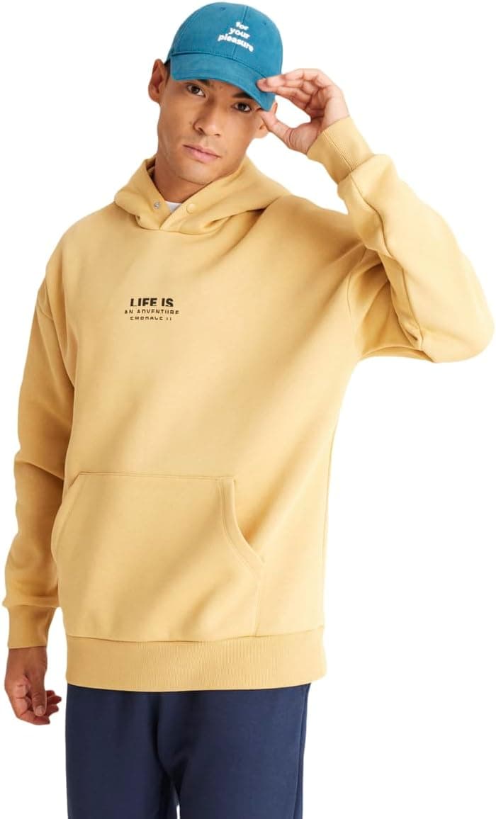 AC&Co/Altınyıldız Classics Oversize Fit Bol Kesim Kapüşonlu İçi Polarlı Pamuklu Sweatshirt