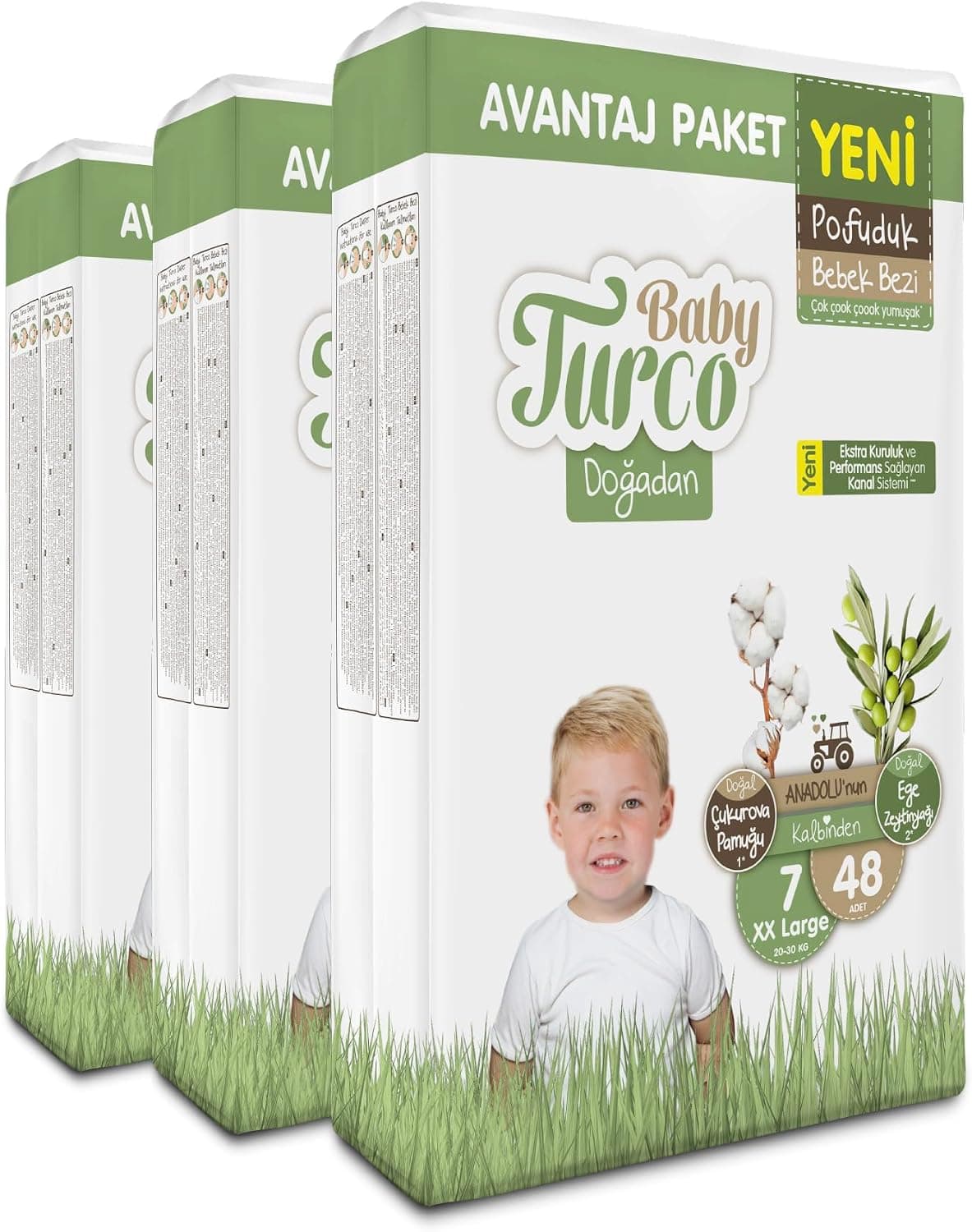 Baby Turco Doğadan Mega Avantaj Paketi Pofuduk Bebek Bezi 7 Numara Xxlarge 144 Adet