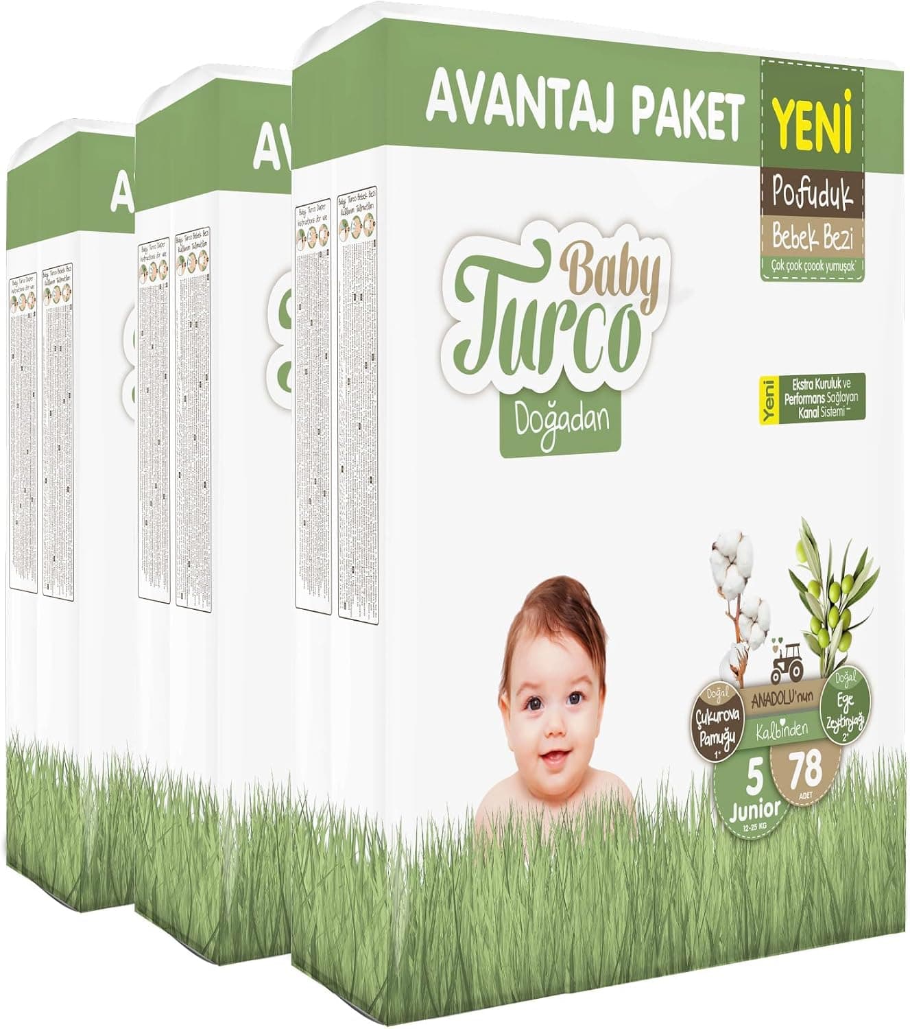 Baby Turco Doğadan Mega Avantaj Paketi Pofuduk Bebek Bezi 5 Numara Junior 234 Adet