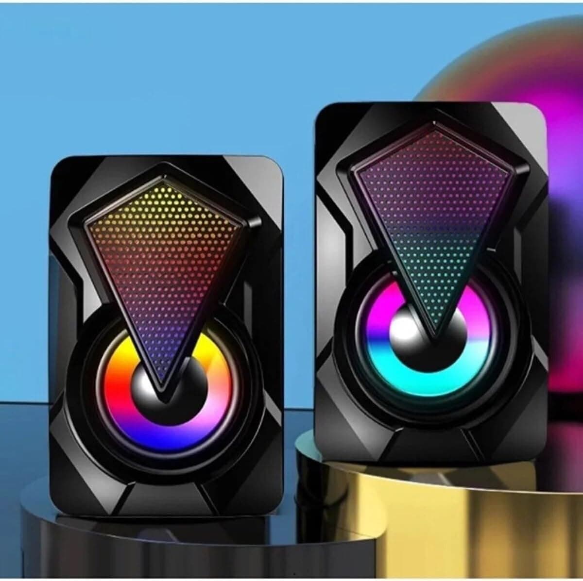 Bilgisayar Hoparlörü Led Işıklı Rgb Laptop Pc Uyumlu 1+1 Speaker