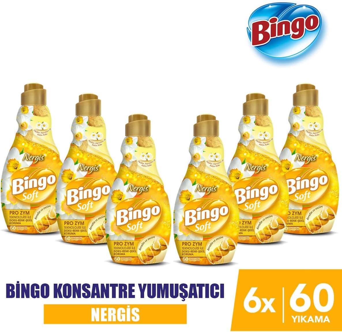 Bingo Soft Konsantre Çamaşır Yumuşatıcısı Nergis 1440 Ml X 6 Adet