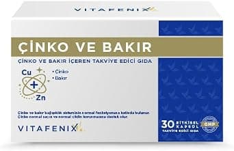 Çinko Bakır Takviyesi 15 mg Çinko Sülfat ve 2 mg Bakır İçeren Çinko ve Bakır Takviyesi 30 Kapsül