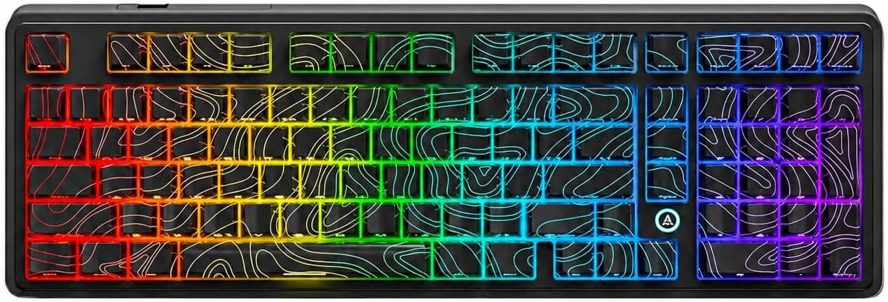 Coverzone Ajazz AK980 Max HE Manyetik Switch Klavye - USB Bağlantılı, RGB Işıklandırma, 128K Tarama Hızı, 0.01mm Hassasiyet, Full Tuş Değiştirme Desteği, ABS Gasket Yapı (AK980 Max HE - Desenli Siyah)