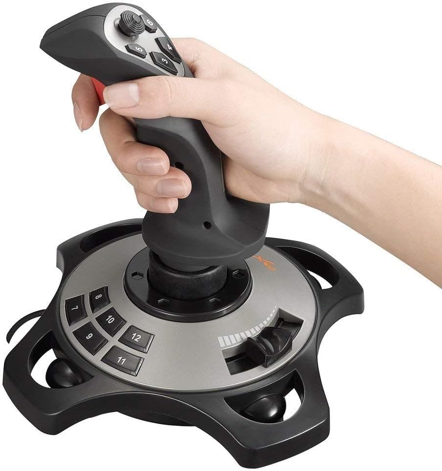 Coverzone PC Uyumlu Flight Stick Simülasyon Uçuş Kontrol Cihazı, 4 Eksen, 8 Yönlü HAT Switch, 12 Programlanabilir Tuş, Titreşim Destekli, Windows 7/8/10/11 Uyumlu | PXN 2113 Pro