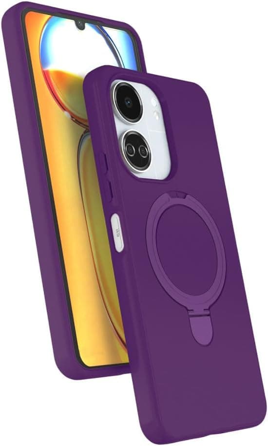 Coverzone Xiaomi Redmi 13C ile uyumlu Kılıf MagSafe ile uyumlu Z-Samara Kapak Wireless Şarj Özellikli Stand Olabilen Redmi 13C kilif Derin Mor