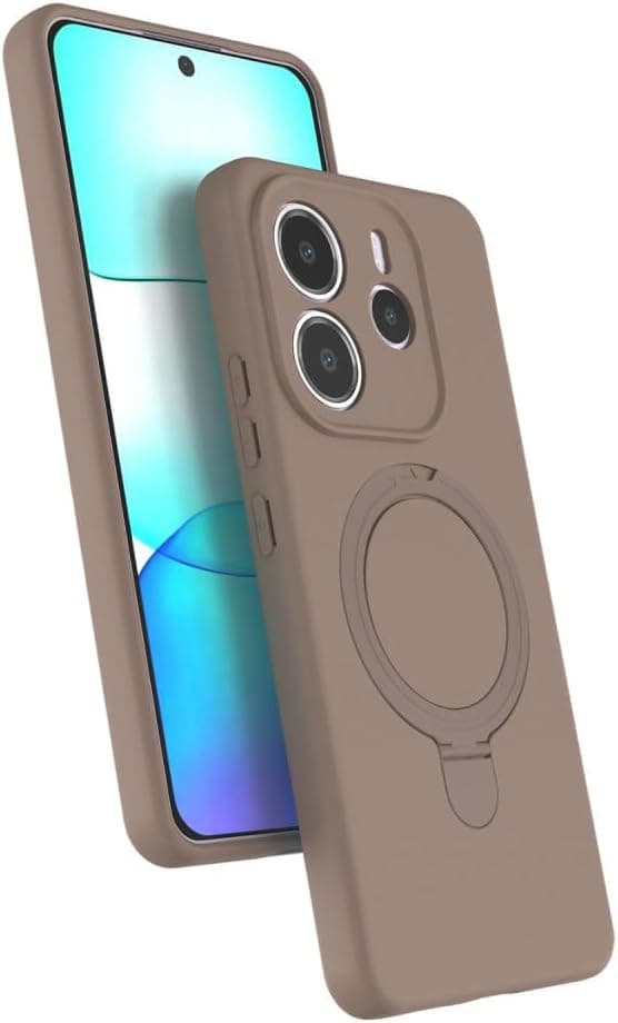 Coverzone Xiaomi Redmi Note 14 ile uyumlu Kılıf MagSafe ile uyumlu Z-Samara Kapak Wireless Şarj Özellikli Stand Olabilen Redmi Note 14 kilif Çöl Titanyumu