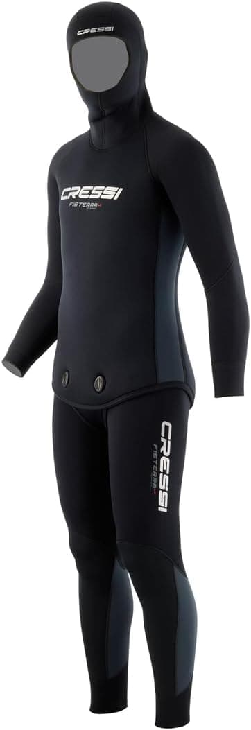 Cressi Fisterra 2 parçalı şnorkel/şnorkel tulumu, birinci sınıf neopren, siyah,