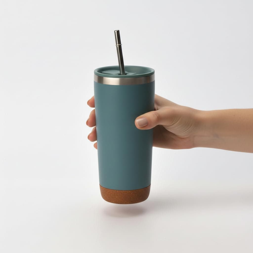 Deconox 590 ml Paslanmaz Çelik Pipetli Termos Kupa - 4 Renk Seçeneği (Siyah, Yeşil, Gri, Mavi) - Sıcak ve Soğuk Tutan Mug - Araç ve Ofis Bardağı (YEŞİL)