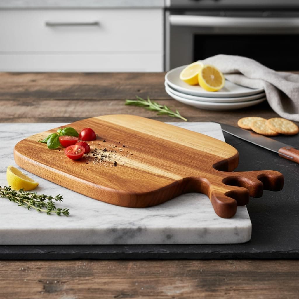 Deconox Geyik Boynuzu Akasya Kesme Tahtası Büyük Boy Antibakteriel Yıkanabilir Doğrama Tahtası Dikdörtgen, Yıkanabilir Akasya Kesme Tahtası (30 * 20 * 2cm)