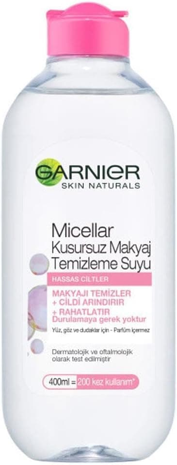 Garnier Micellar Makyaj Temizleme Suyu 400ML, 24 Saat Nemlendirme, Hassas Ciltler için