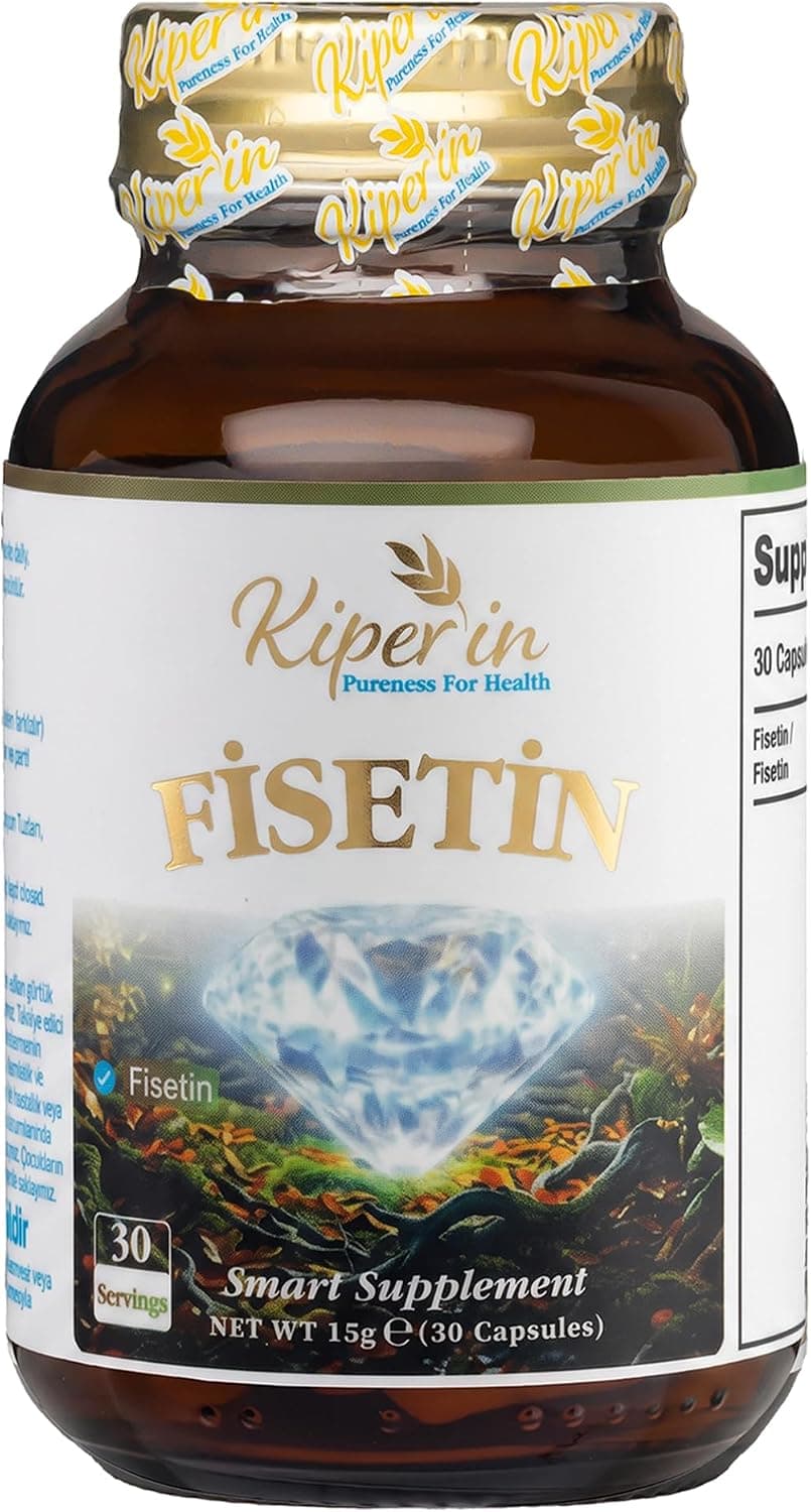 Kiperin Fisetin 500 mg Kapsül | Hücre Temizleme ve Longevity Desteği | Fisetin Supplement 30 Adet 30 Servis Helal Belgeli Takviye Edici Gıda