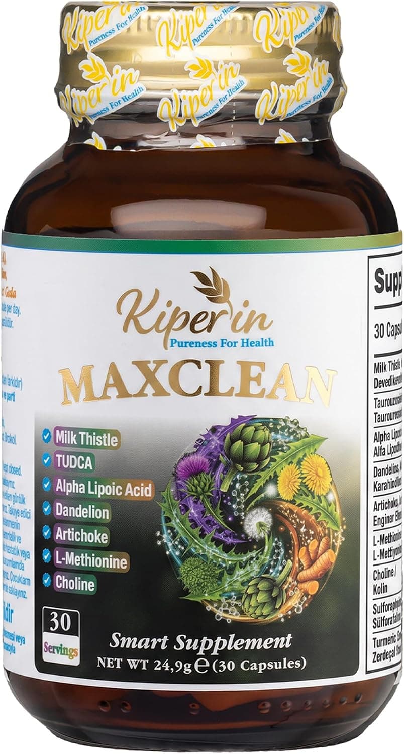 Kiperin Max Clean Karaciğer Destek Takviyesi - TUDCA 100 mg ve Devedikeni Ekstresi (Milk Thistle) 150 mg - Enginar, Karahindiba, Alfa Lipoik Asit ve Kolin ile 9 Aktif Bileşen, 30 Kapsül