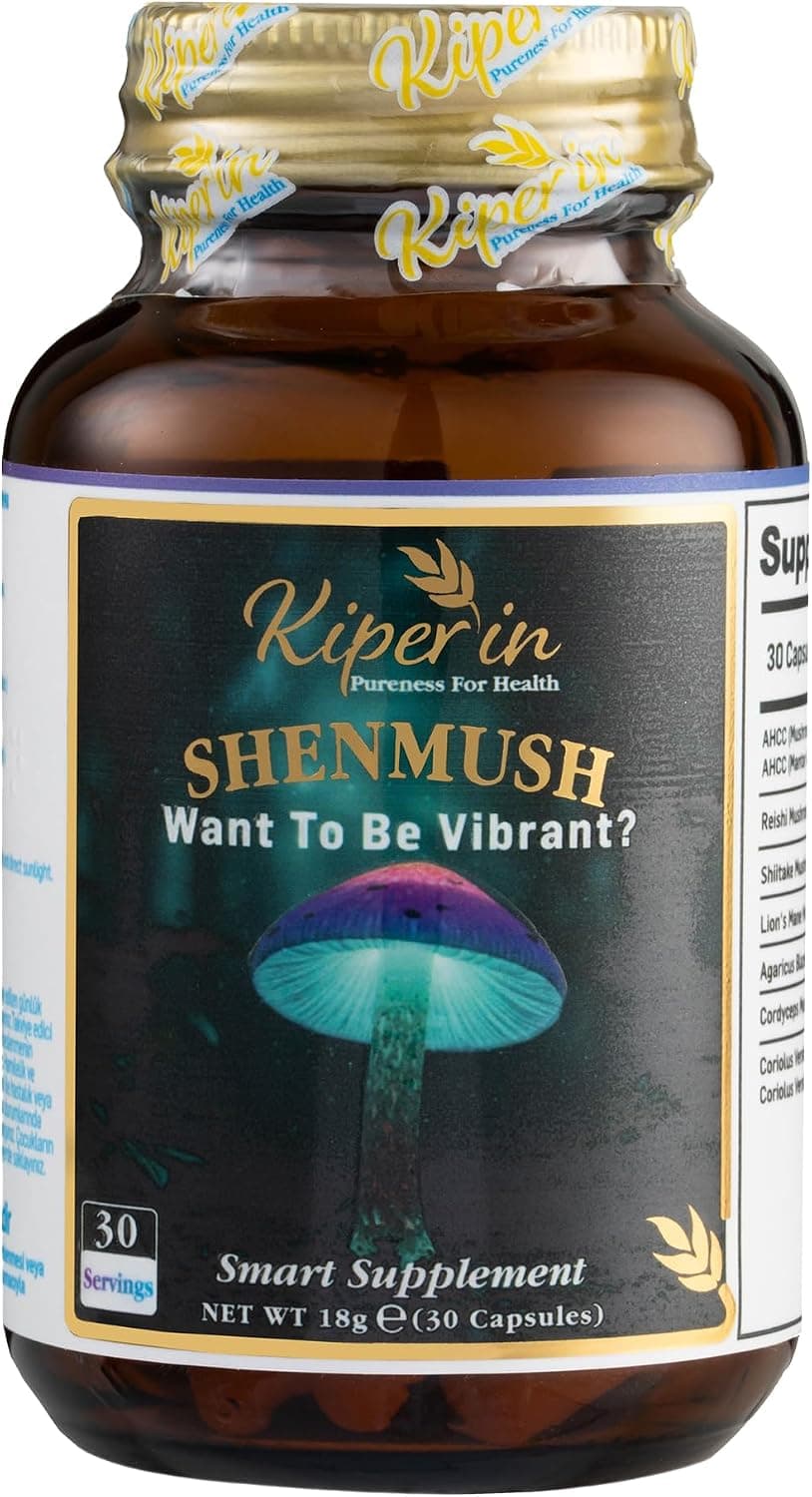 Kiperin Shenmush 5'li Mantar Kompleksi (AHCC, Reishi, Shiitake, Lion's Mane, Agaricus) - Bağışıklık ve Enerji Desteği - Vegan ve Katkısız - 30 Kapsül