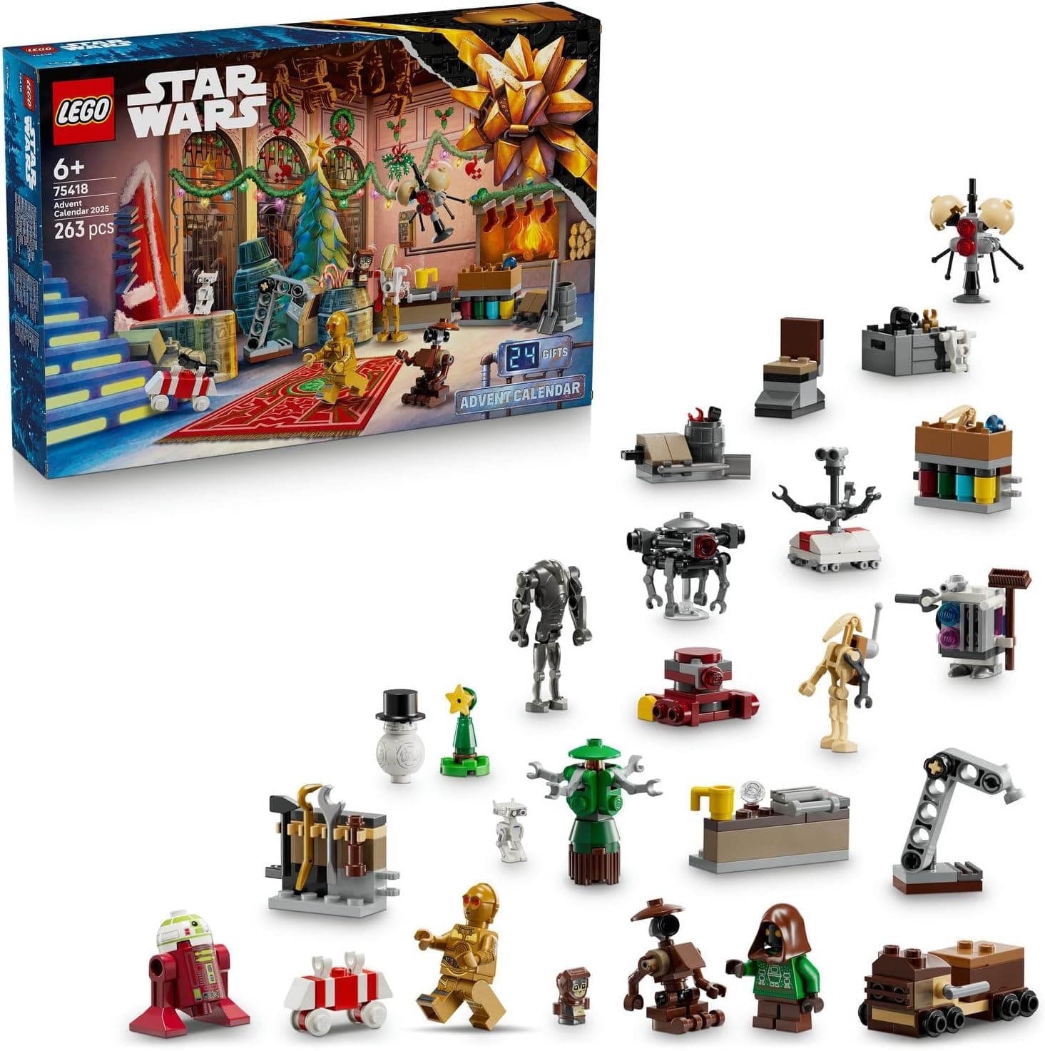 LEGO Star Wars 2025 Yılbaşı Takvimi 75418 – 6 Yaş ve Üzeri Çocuklar İçin Yaratıcı Yapım Seti, Yeni Yıla Geri Sayım İçin Eğlenceli Takvim ve Oyun Deneyimi, Koleksiyonluk Model (263 Parça)