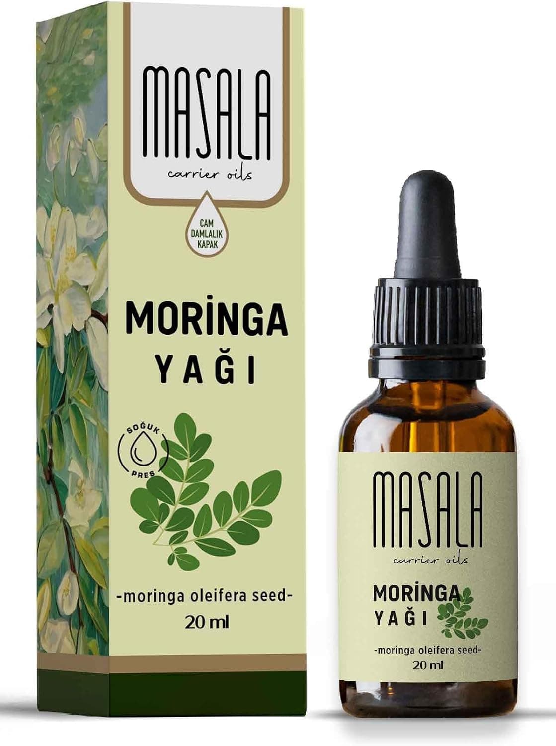 Masala Moringa Yağı 20 ml. Soğuk Pres (Moringa Carrier Oil)