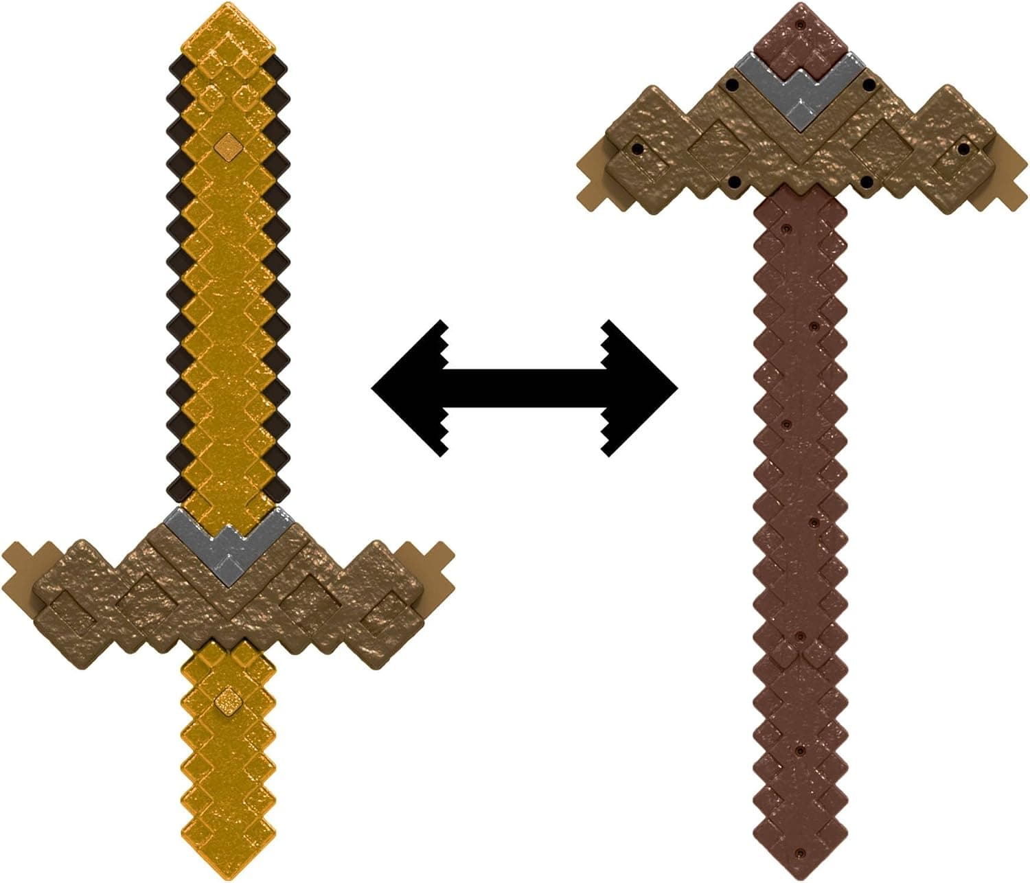 Minecraft 2'si 1 Arada Kılıç ve Kazma, çocuklara uygun boyutta canlandırma oyunlarına yönelik 2'si 1 arada dönüşebilen oyuncak ve kostümler, JKC15