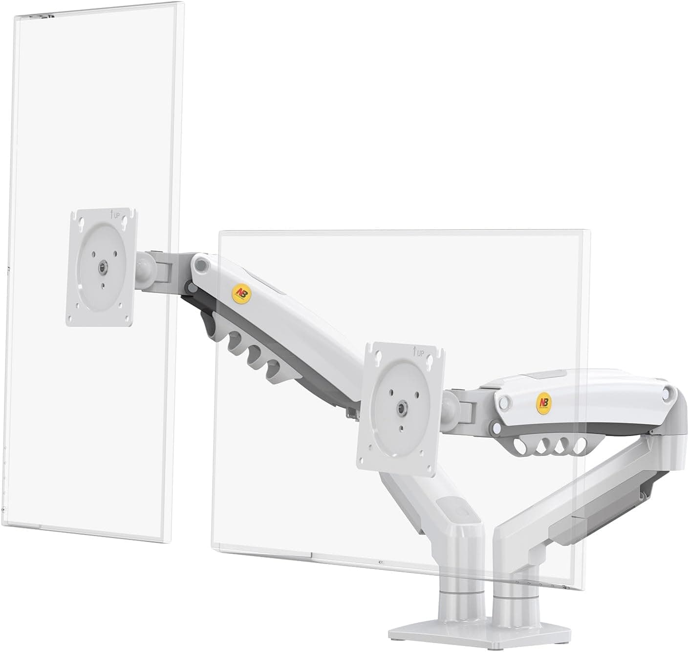 North Bayou NB F160 Ergonomic Çift Kol 2-9 kg Kapasiteli Yeni Nesil Profosyonel Monitör Standı (Beyaz)
