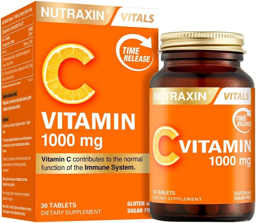 Nutraxin Vitals Vitamin C 1000 mcg 30 Tablet Takviye Edici Gıda