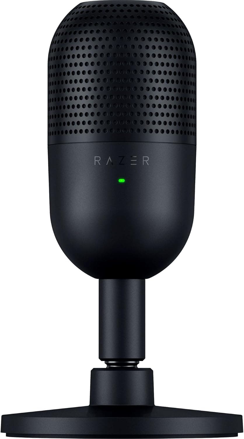 Razer Seiren V3 Mini - Ultra Kompakt USB Mikrofon (14mm Kondenser Mikrofon, Kardioid Alma Deseni, LED Göstergeli Dokunarak Sessize Alma Sensörü, Dahili Amortisör, Tak ve Çalıştır) Siyah
