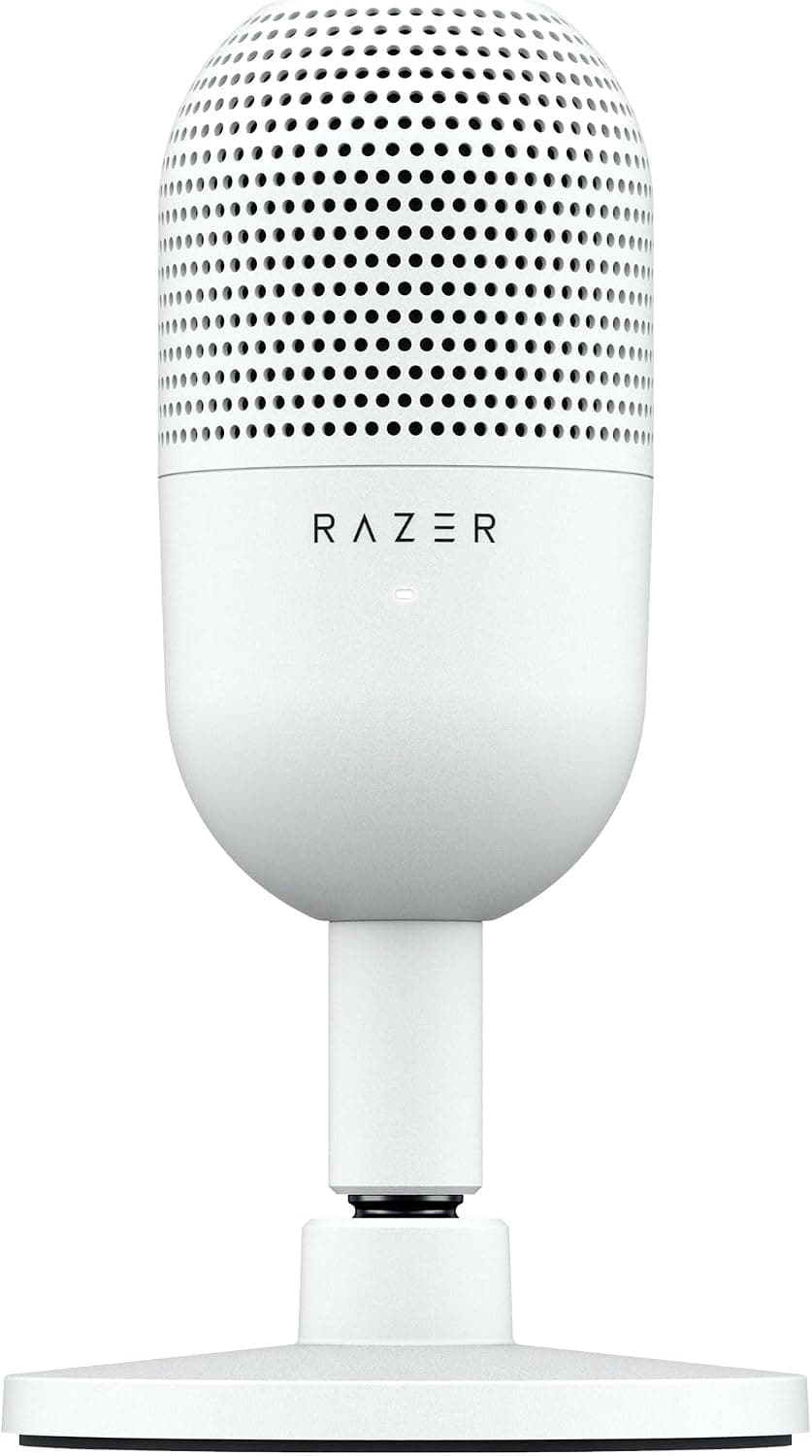 Razer Seiren V3 Mini - Ultra kompakt USB mikrofon (14 mm kondansatörlü mikrofon, süper kardiyot karakteristiği, LED göstergeli dokun-sessiz sensör, entegre amortisör, tak ve çalıştır tasarımı), Beyaz