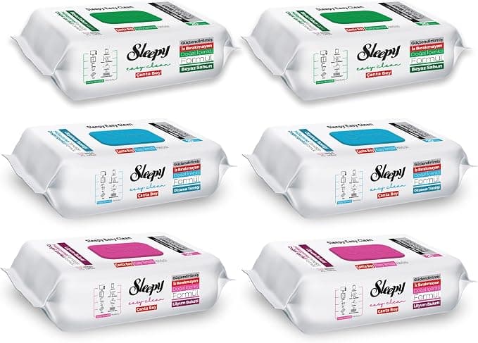 Sleepy Easy Clean Beyaz Sabun + Lilyum + Okyanus Yüzey Temizlik Havlusu Çanta Boy 6x20 (120 Yaprak)