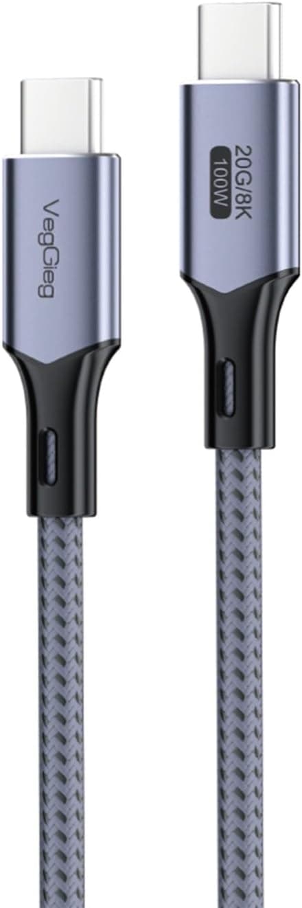 Veggieg 100W 5A USB3.2 Gen 2 20 Gbps 8K 60Hz Type-C Görüntü Şarj ve Data Kablosu 3 Metre