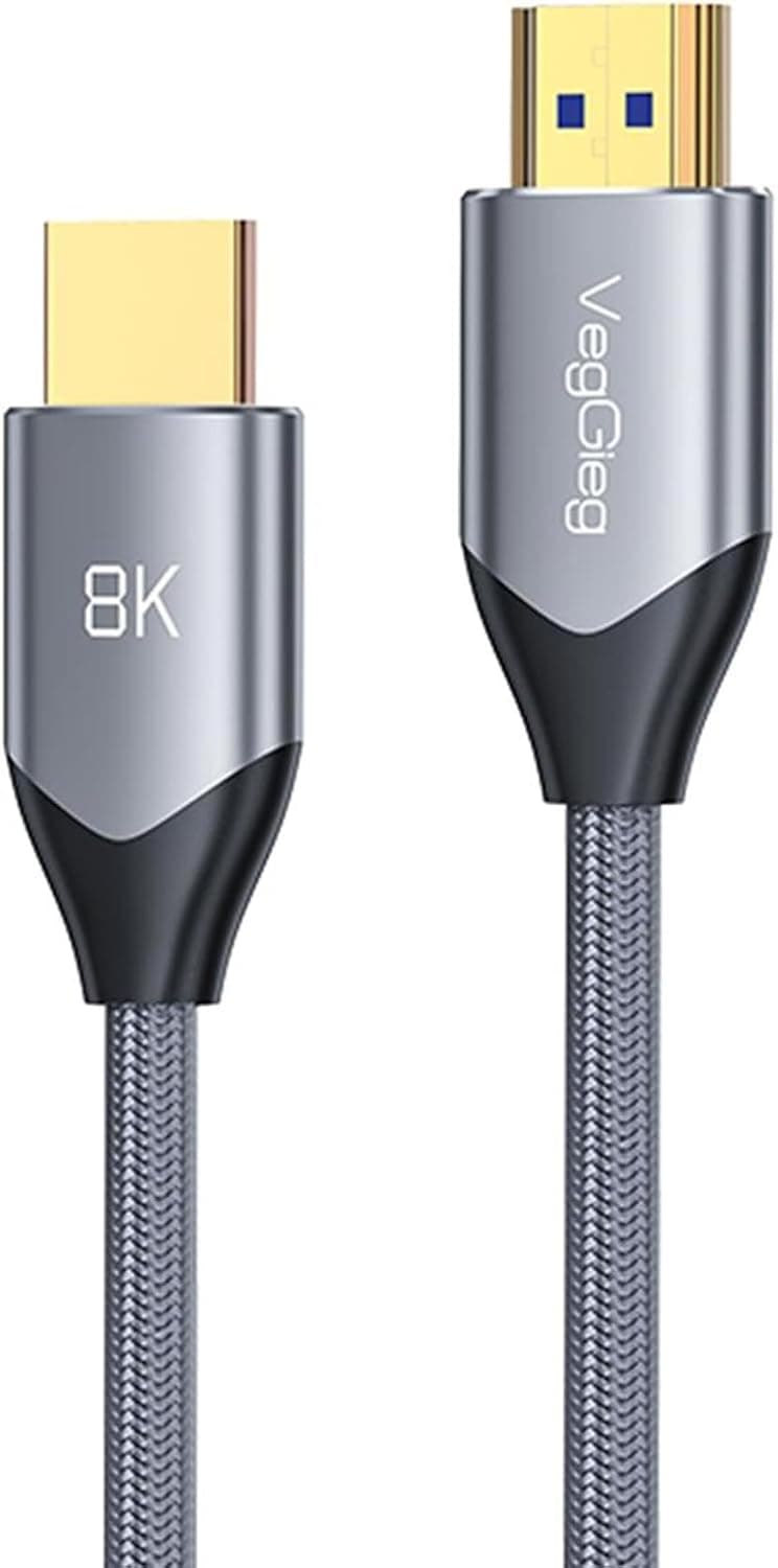 VegGieg 8K 60Hz 4K 120Hz 48 Gbps HDR ARC HDCP Örgülü HDMI 2.1 Kablo 1.5 Metre