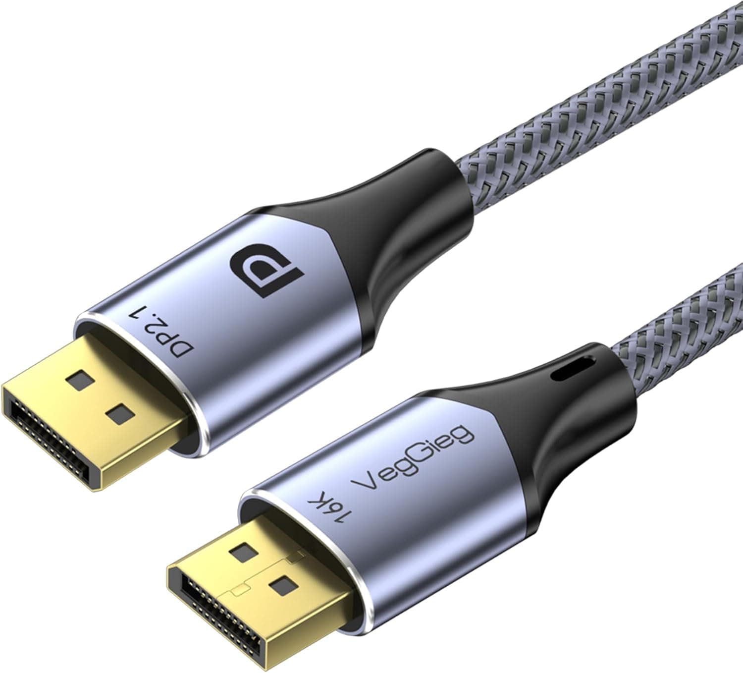 VegGieg Displayport 16K 60Hz 8K 240Hz 4K 240Hz 80 Gbps HDR ARC Örgülü DP 2.1 Kablo 1 Metre
